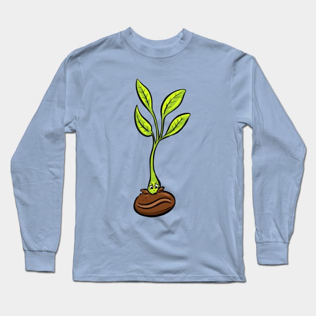 Coffee Bean and Seedling Garden Tips Toons Long Sleeve T-Shirt by Garden Tips Toons